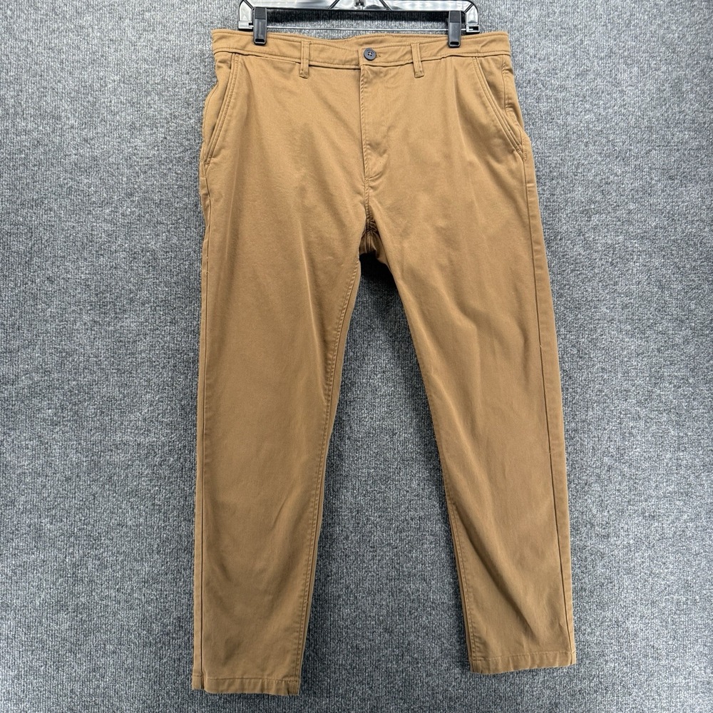 ZARA Pants Mens 34 Tan Flat Front Straight Comfort Easy Preppy Casual Office